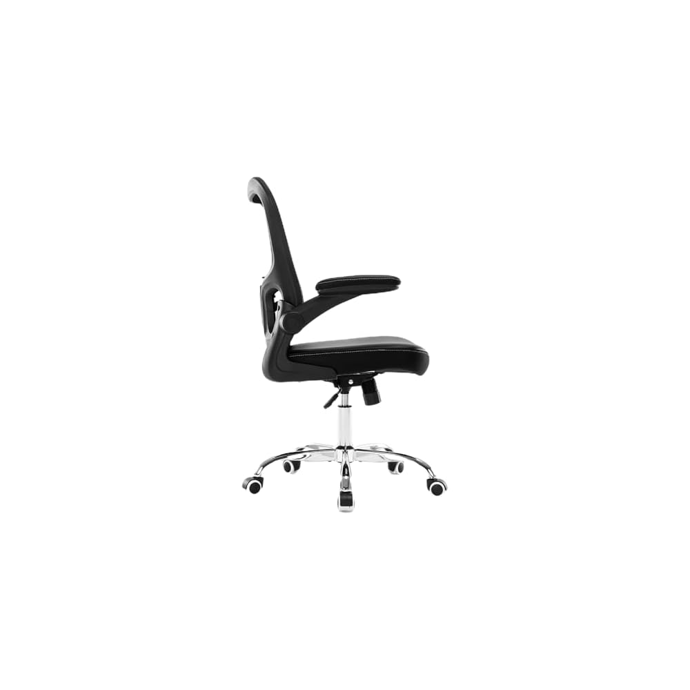 Office Chair, Mesh Ergonomic Desk Computer Chair with PU Leather Flip-up Armrest, Home Task Chair with Lumbar Support, Adjustable Executive Mid Back, Rolling Swivel,Black
