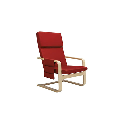 BAKAJI Rocking Chair in Birch Wood with Cotton Upholstered in Very High Density Sponge, Swing Chair Relax with 2 Compartments Bag and Cushion, Ergonomic Seat (Red)