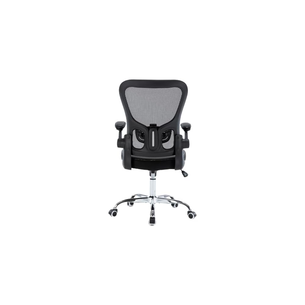 Office Chair, Mesh Ergonomic Desk Computer Chair with PU Leather Flip-up Armrest, Home Task Chair with Lumbar Support, Adjustable Executive Mid Back, Rolling Swivel,Black
