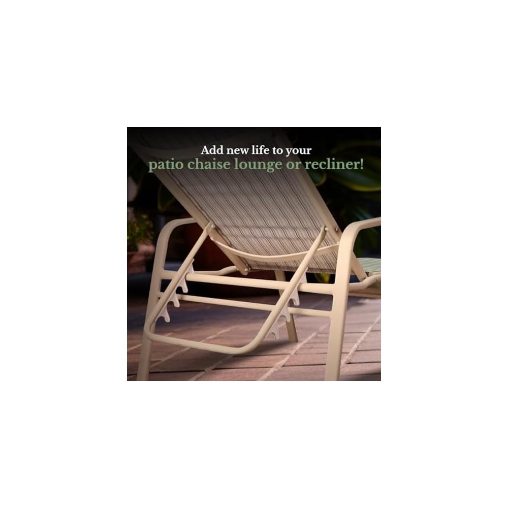 KOMORAX 4 pcs 4 Position Nylon Adjustment Brackets for Patio Outdoor Lawn Yard Furniture or Chaise Lounges, Replacement, Back Support, Back-Height Multi Position Adjuster 9 1/2" L x 1/2" W (White)