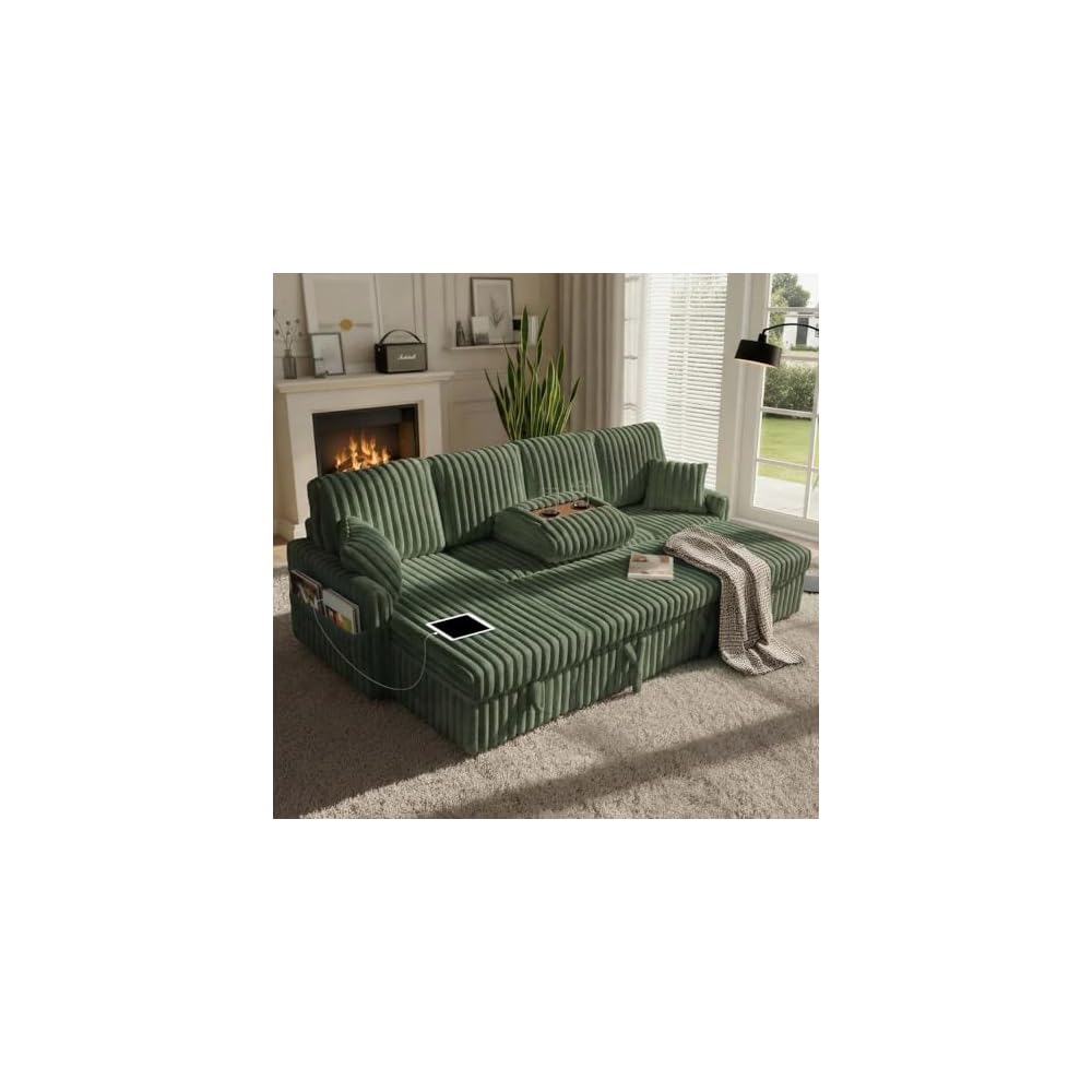 KCGKCG 104" U Shaped Sleeper Sofa Bed, Pull Out Couches for Living Room