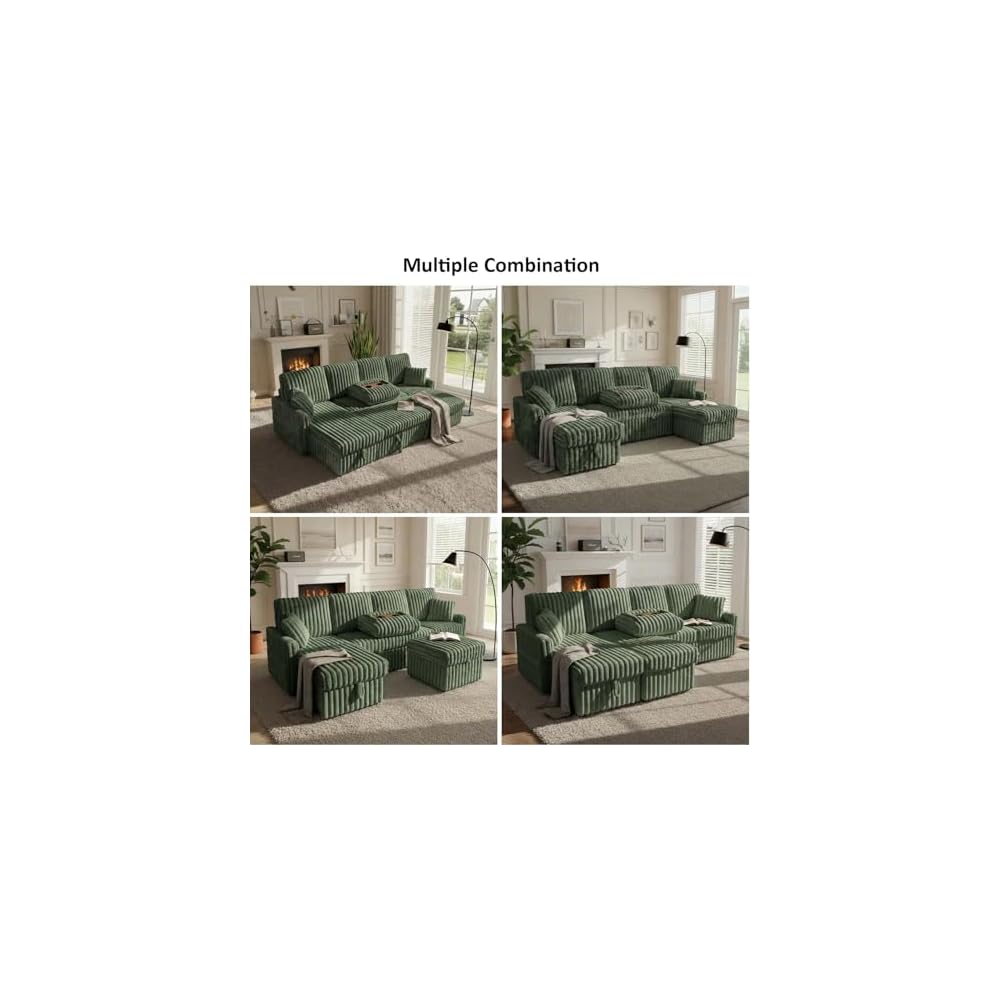 KCGKCG 104" U Shaped Sleeper Sofa Bed, Pull Out Couches for Living Room