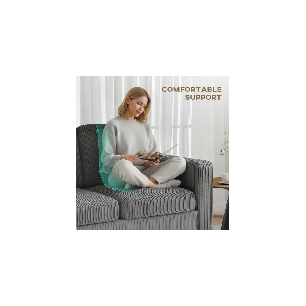 HOMCOM 73" L-Shaped Sectional Sofa 3 Seater Couch 2200lb Capacity Dark Gray