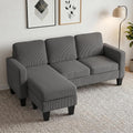 HOMCOM 73" L-Shaped Sectional Sofa 3 Seater Couch 2200lb Capacity Dark Gray